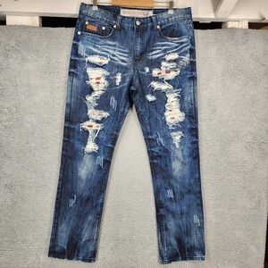 Winchester Distressed Ripped Jeans Mens Size 36/34‎ Blue Slim Fit Denim Pants